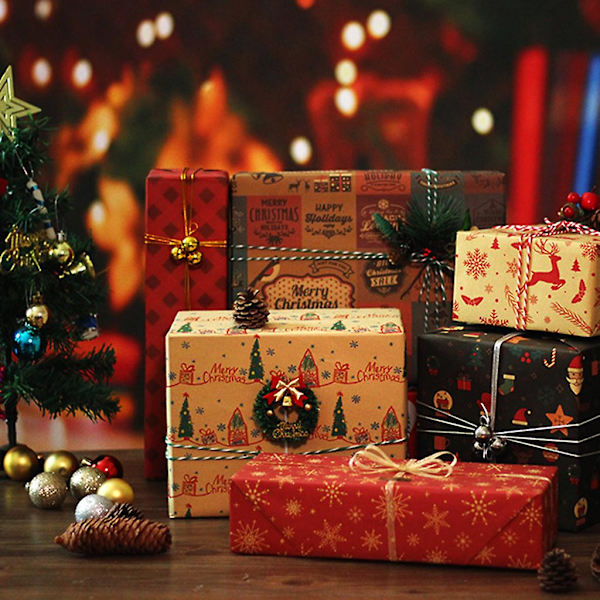 5 Ark Julegavepapir med Julemotiver