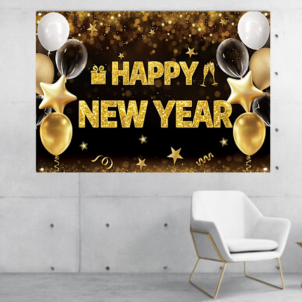 Happy New Year-banderoll, 180x115 cm, 2025 Nyår för Bakgrundsfotorekvisita Nyårsaftonfesttillbehör