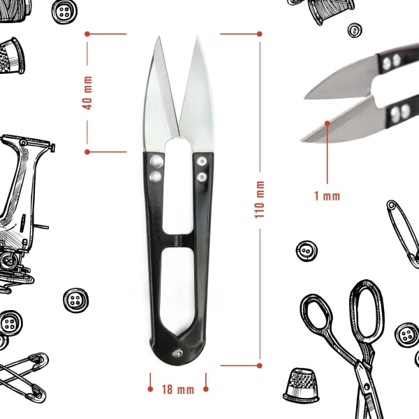 4x Ammattimaiset teräksestä valmistetut ompelusakset - Pienet universaali sakset langansaksomiseen tarkasti, DIY-töihin ja kotiin