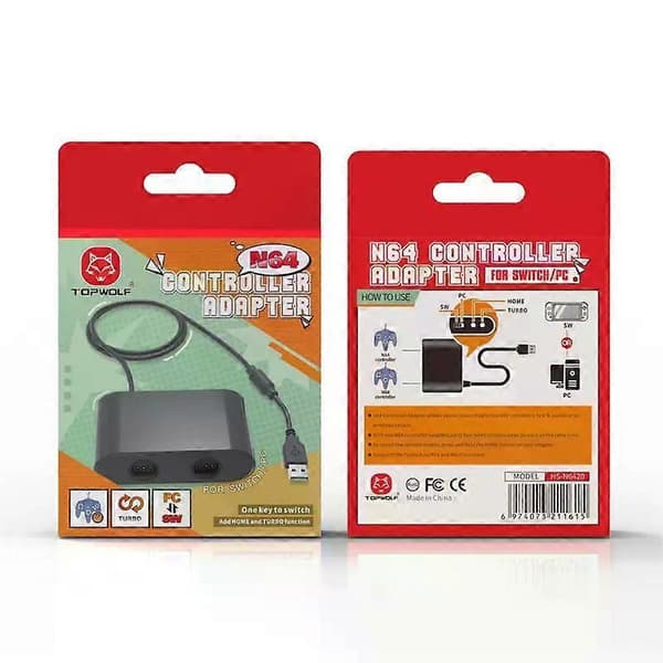 N64 Controller USB Easy Setup Convenient at Home Turbo Function Versatile Compatibility Enhanced Gaming Experience Gamepad Adapter