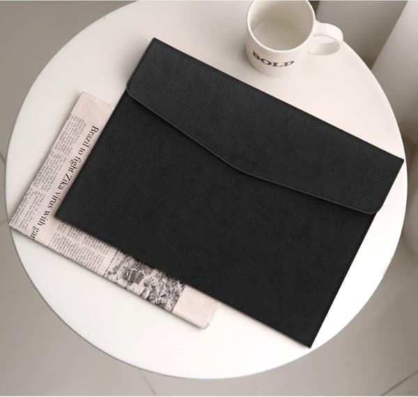 Leather Document Folder, Waterproof Thin PU Leather A4 Envelope Folder Expanding File Organizer Briefcase Storage Bag Black-tfrf