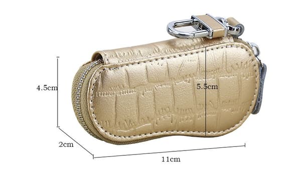 Crocodile Leather Key Case with Four Key Ring Functions, Home Key Pack, Quick Release Button, Car Key Case (Orange)