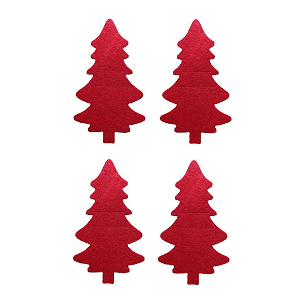 4-delad bestickshållare Julgran Snöflinga Bestickshållare Röd
