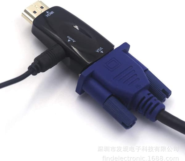 HDMI til VGA-konverter - Lydkabel - Videoopløsning - Kompakt adapter med lydoverførsel - 3,5 mm-stik