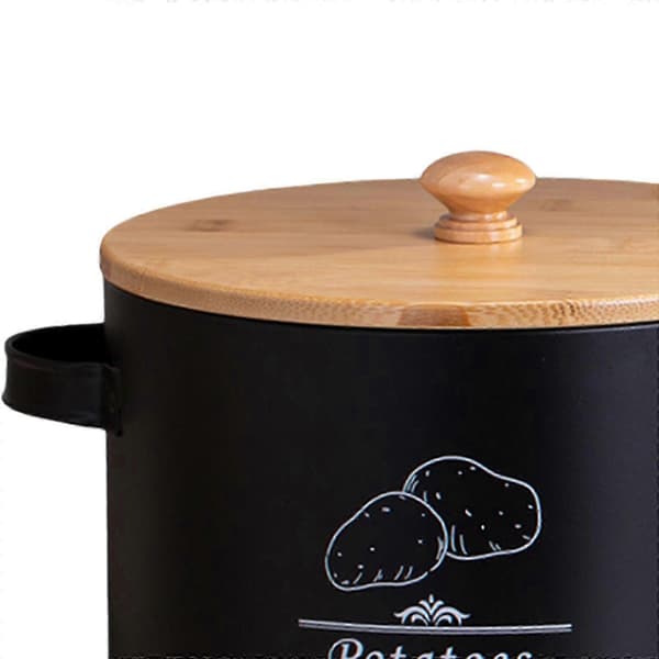 Storage Container for Potatoes, Onions, and Garlic in Tin - Kitchen Storage Jar with Lid