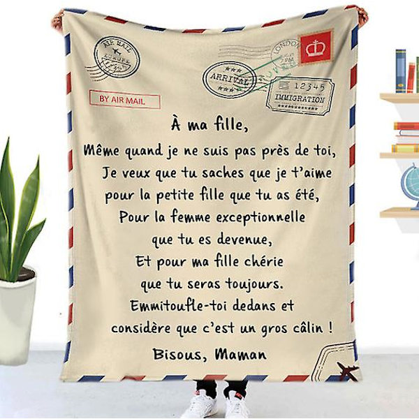 Brevfilt, Personlig Kärleksbrev Flanellfilt Till Min Son/dotter 130*150 Fransk Dotter 130*150 french daughter