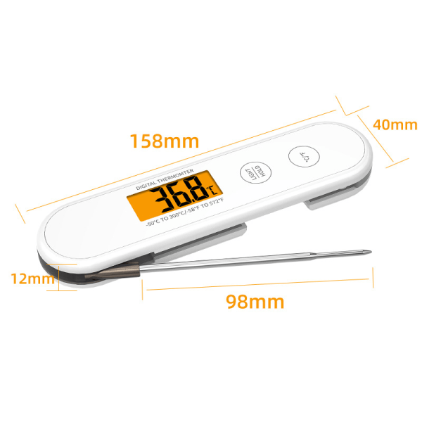 Digitaalinen lihan lämpömittari ruoanlaittoon, latautuva välitön lämpömittari pyörivällä LCD-näytöllä, vedenkestävä