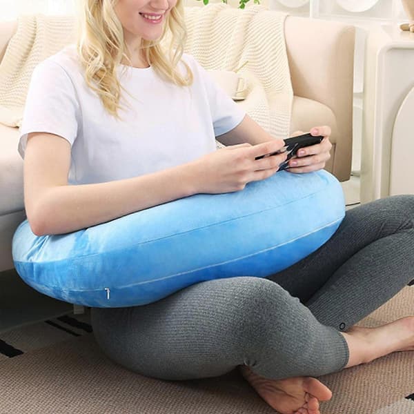 Reading Pillow Workbench Pad Non-slip Soft Ergonomic Gaming Cushion Bed Support Blue Blue
