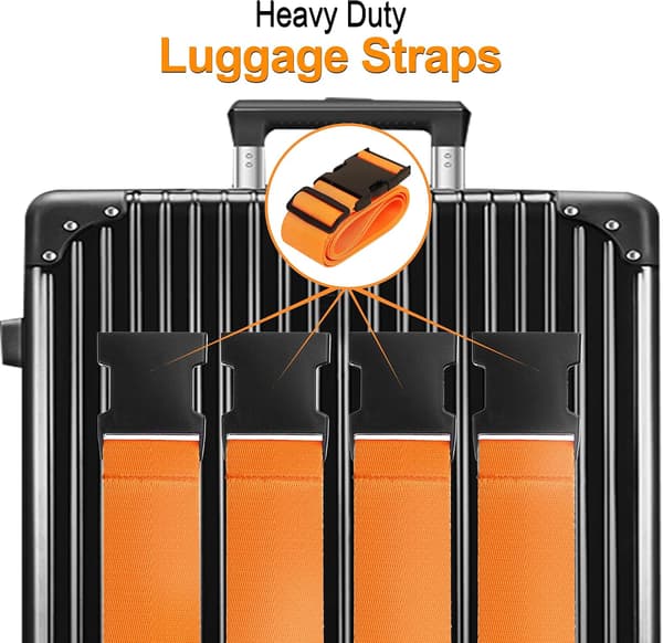 (Orange) Bagagestroppar Godkända Resebälte 4-pack av