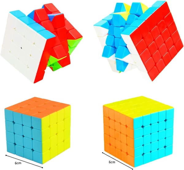 Speed Cube Set 2x2+3x3+4x4+5x5, 4-pack Stickerless Magic Speed Cube Puzzle, Leksaker för Pojkar och Flickor