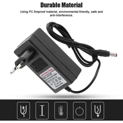 AC 12,6V 2A Replacement Charger for Lithium-ion Batteries, Portable Wall Charger, EU Plug Adapter for Electronic Home Devices. (EU)