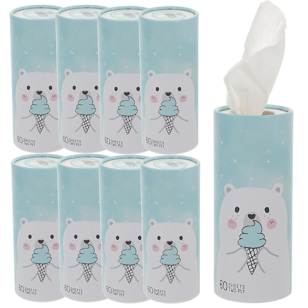 9-pack Bilvävnader Cartoon Bilvävnadscylinder Bärbar Ansiktsvävnader För Bilkopphållare 16.5X6.5CM