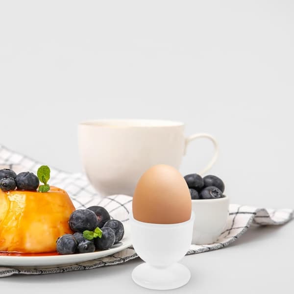 6 Pieces Reusable Egg Cups in White PP Material for Multiple People, Chicken Egg Holder