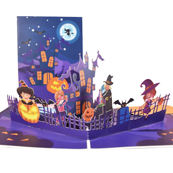 3D Pop Up Halloween Hilsenskort Morsom Gresskar Flaggermus Postkort Med Konvolutt Halloween Gave Til Barn
