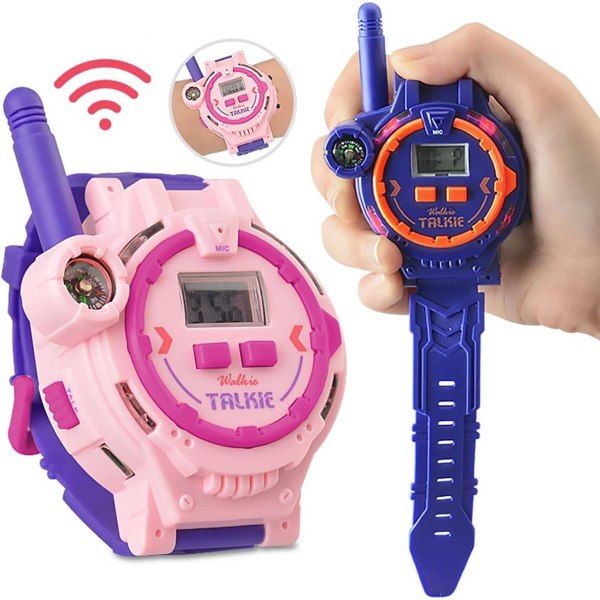2 stk Walkie Talkies Klokker Leke med lommelykt Kompass Antenne Anti-interferens Spy Watch Toy USB Oppladbar Spy Watch for barn