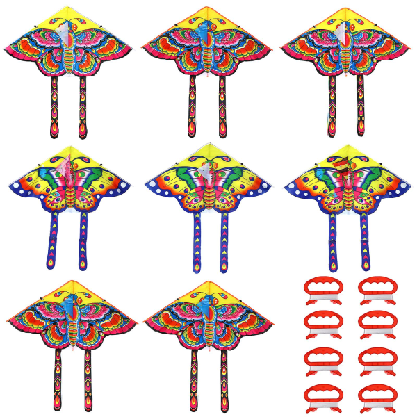 8 set för barn tecknade fjärilar drake lätt att flyga triangel drake med 30 m rep83X47CM 83X47CM