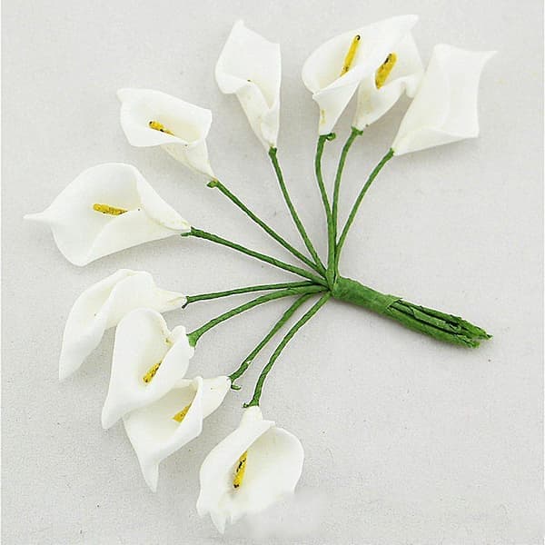 12st Mini Calla Artificial Flowers Bouquet Wedding Decoration DIY Wreath Gift White