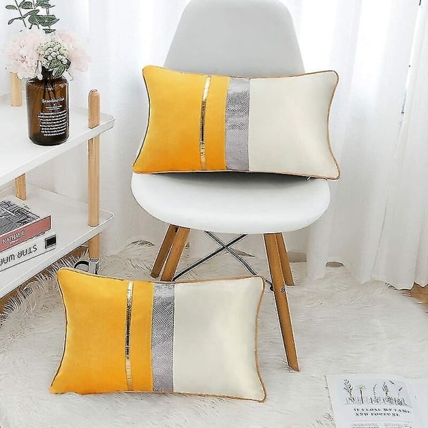Moderne rektangulære putetrekk Dekorative ensfargede lange putetrekk for sofa Benk Soverom Bilstol Gul 30x50cm