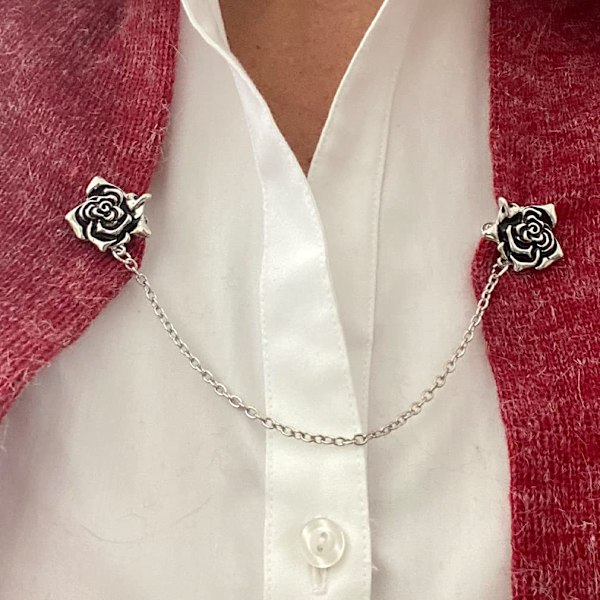 Sexdelad set Krage Kedja Brosch Kedja Tofs Brosch Nål Krage Kavajnål för Herrar Corsage Nål Smyckesgåva