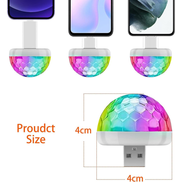 Mini Disco Ball Light USB, Disco Ball Led Juhlalamppu, Ääniohjaus, Disco Juhlavalot, Musiikkiohjatut diskovaloefektit, Disco Valo lapsille