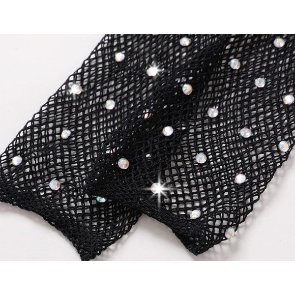 Lange hansker for kvinner med strass og netting