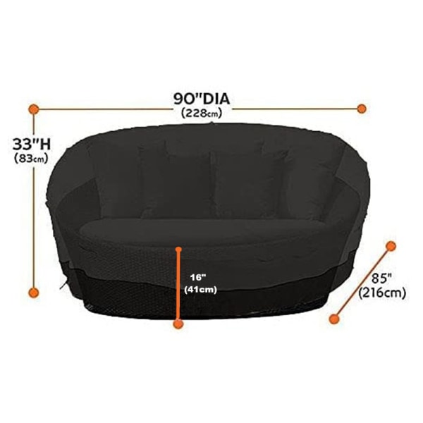228cm cover vedenpitävä 210D ulkona pyöreä katossänky sohva patio huonekalujen cover UV-kestävä musta