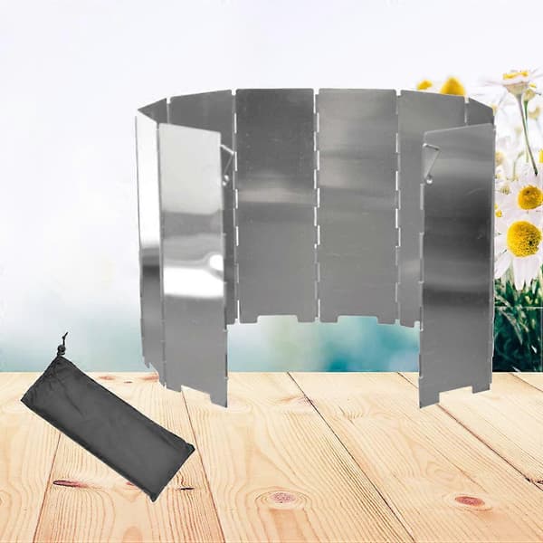 10PCS/Set Outdoor Grill Windshield Aluminum Windshield Grill Foldable Stove Windscreen Windshield for Camping Picnic