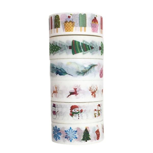 6 Rolls Christmas Holiday Washi Tape DIY Scrapbooking Masking TapeWhite christmas