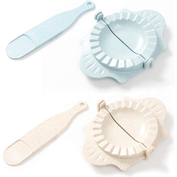 Sininen/Beige - 2 kpl muovisia ravioli-leikkuria 13 x 8 cm