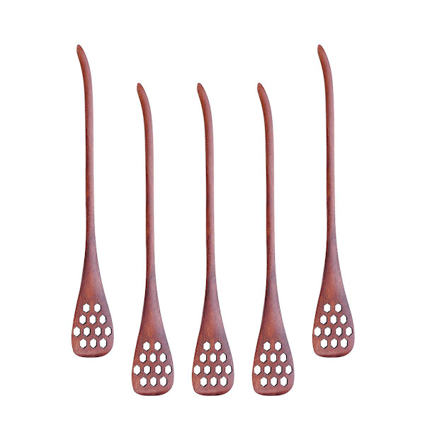 5 stk Tre Hule Skjæring Honning Rør Skedder Japansk Stil Honningkake Design Egg Separator Mixi