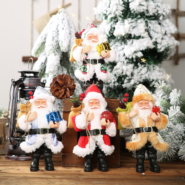 Mini Julemand Ornament Juletræ Ornament Miniature Harpiks Statue Blå