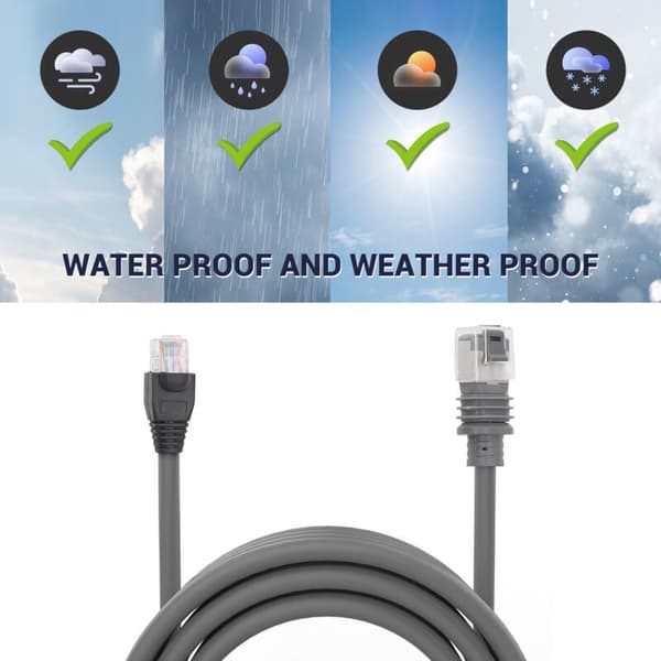 Satellitt Ethernet-kabel, rektangulær erstatning, vanntett, bærbar for mini rektangulær satellitt grå (2m / 7ft)