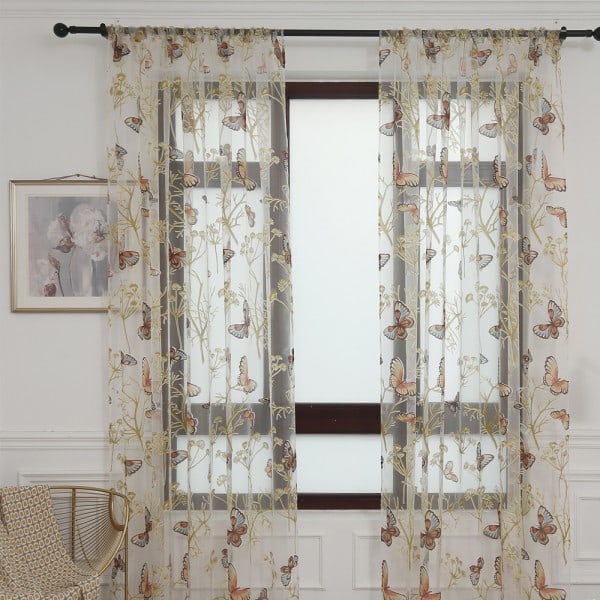 Ganska trykte Butterfly Sheer Gardiner Polyester Sheer Gardiner