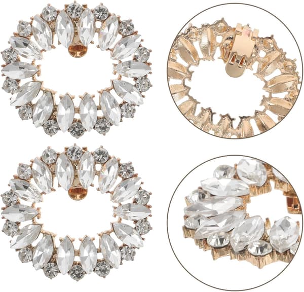 2 stk. Rhinestone-skoblomster, elegante klips, avtakbare krystallanheng