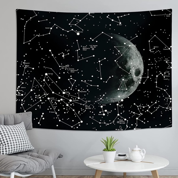 Måne Konstellationer Univers Vægtæppe, Vægtæpper Til Stuer, Soveværelser, Kollegieværelses Dekorationer, Veranda Hængninger, Sengetæpper (200x150cm/78.7x59in)
