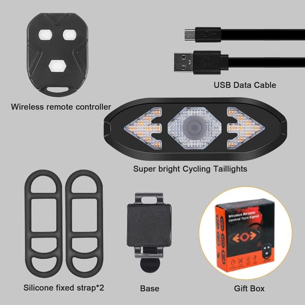 Remote Control Bicycle Taillight, Flashing LED, USB Rechargeable Taillight, Bicycle Safety Warning Light