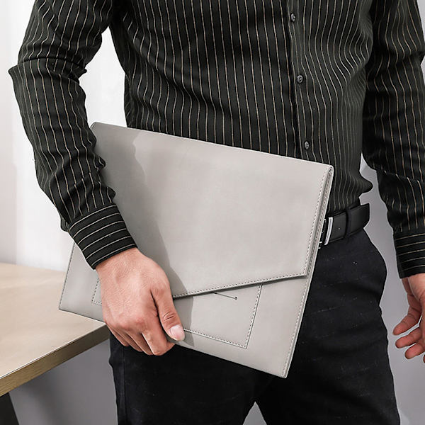 Laptop Taske. Læderoverflade, Indvendig Foring Frost. Til Tablets Op Til 18,3 Tommer Grå