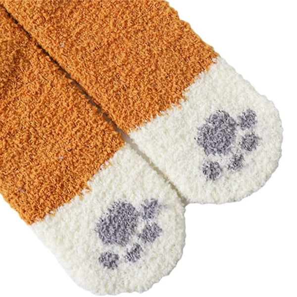 6 Par Korallfleece-Sockor Golvsockor Vinter Plus Sammet Tjocka Sockor