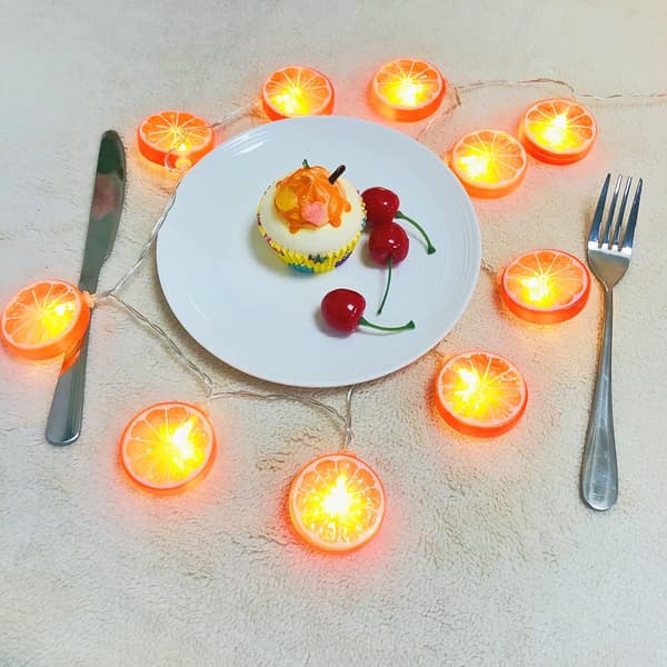 (Oransje sitronskive, 3M/20LED) Frukt-tema sitronskive lyslenke