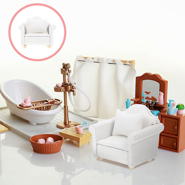 Miniatyr Möbel Minihus Soffa Vardagsrum Scen Möbel Minihus Möbel Vit 8X7.5CM