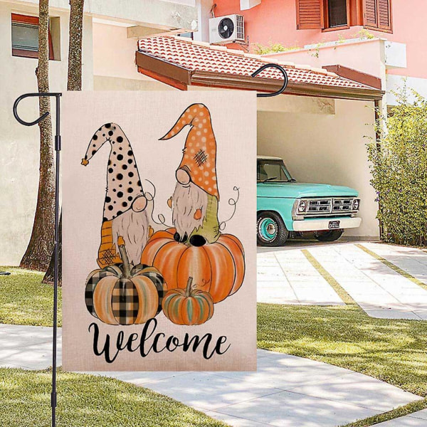 Halloween-lippu Gnome-kasvottomalla nukella Kurpitsa Puutarhalippu Maalaistalon Lomapuutarha Piha Parveke Ikkuna Koristelu Tyylit 6