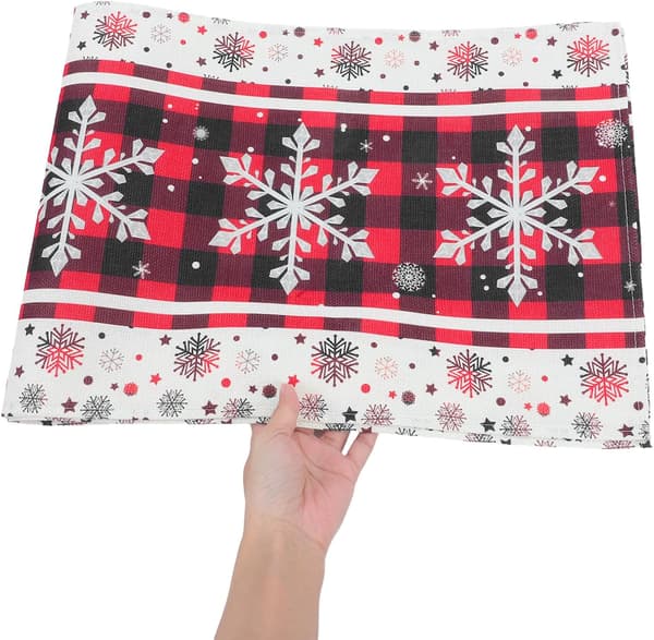 Snøfnugg Bordløper 33X183Cm Rød Bøffelrutet Sesongbasert Julemiddagsborddekorasjon