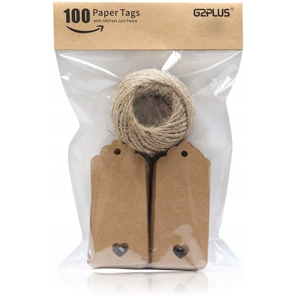 Julegavelapper 200. Gavemerkelapper i kraftpapir, 4,5 cm * 9,5 cm