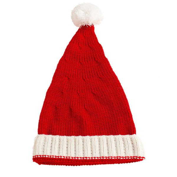 Punainen aikuinenPunainen casual joulu vanhemman ja lapsen hattu Pompom neulottu hattu Äiti Baby lämmin virkattu hattuPunainen aikuinen