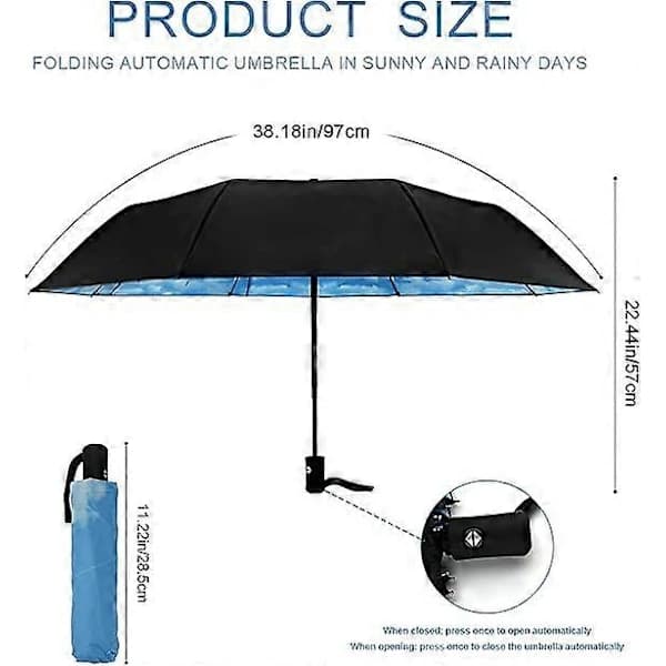 Portable Folding Umbrella with 8 Ribs, UV Protection and Sun Protection, Automatic One-Button Open and Close