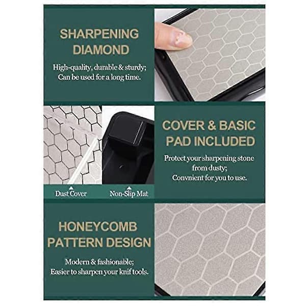 Double-sided Diamond Sharpening Stone, Whetstone with Non-slip Base (400/1000 Grit)