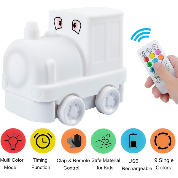 LED-nattlampor för barn, Yuede USB uppladdningsbar söt silikonnattlampa från djur - 9 färger som ändras med peksensor och fjärrkontroll