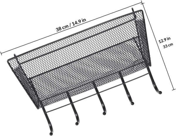 Dorm Bedside Basket Large Capacity Storage Black Iron Storage Holder