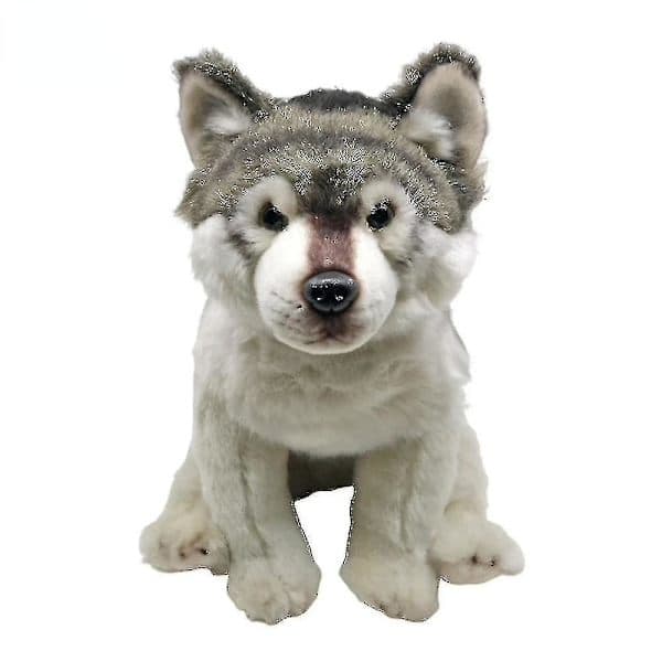 27 cm Realistinen Harmaa Susi Koira Husky Pehmolelu.