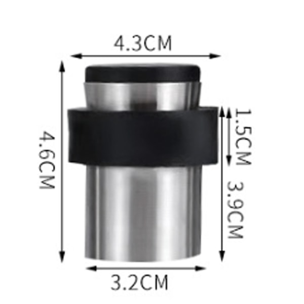 Dørstopp 43 x 46 mm - rustfritt stål farge 2 stk (ingen boring nødvendig)